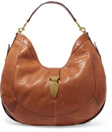 Calusa Embellished Textured-leather Shoulder Bag - Brown