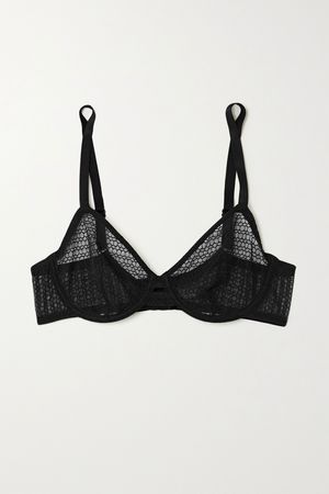 Black Honeycombe stretch-mesh underwired soft-cup bra | ELSE | NET-A-PORTER