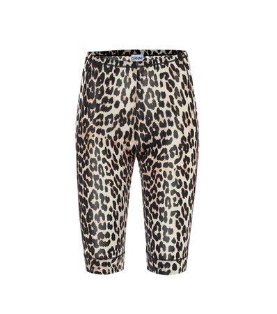 GANNI Leopard-print biker shorts