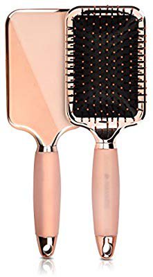 Amazon.com : Navaris Paddle Brush Large Detangling Styling Hairbrush for All Hair Types with Conforming Comfort Gel Handle Metallic Rose Gold : Beauty