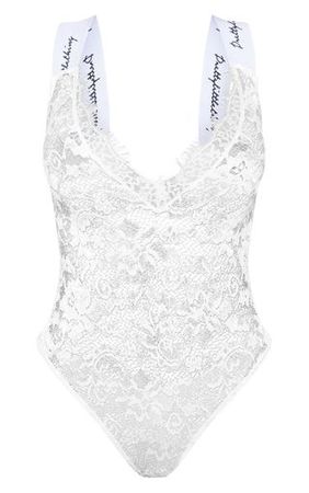 Prettylittlething White Shape Lace Bodysuit | PrettyLittleThing