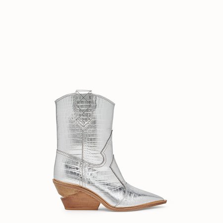Silver leather ankle boots - BOOTS | Fendi