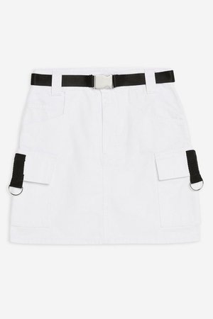 White Silver Clip Denim Skirt | Topshop