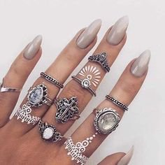 rings hand nails aesthetic