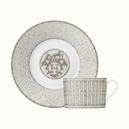 Mosaique au 24 platinum breakfast cup and saucer | Hermès Norway