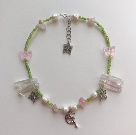 Garden fairy beaded necklace Fairy charm necklace Glass | Etsy