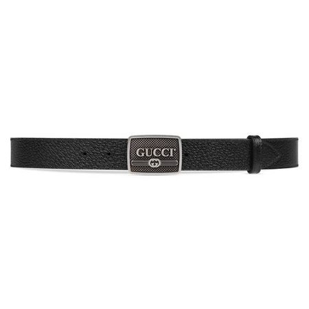 Leather belt with Gucci logo buckle - Gucci Men's Belts 523311DJ20N1000