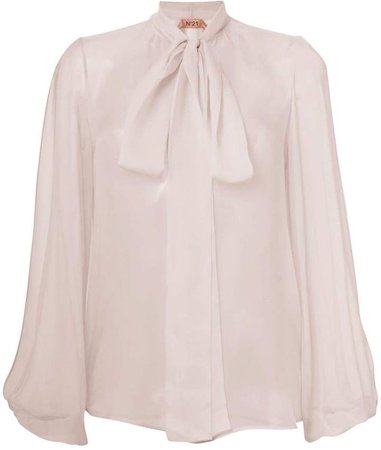 split sleeve pussy-bow blouse