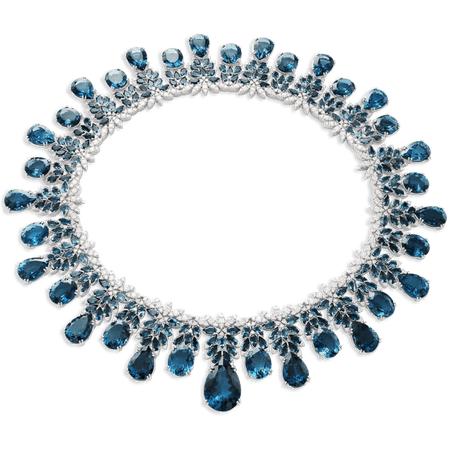 18k White Gold Ghirlanda Necklace with London Blue Topaz and Diamonds