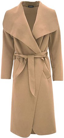 Amazon.com: RIDDLED WITH STYLE Ladies Plain Long Duster Coat Italian Women Waterfall French Belted Jacket Dress: Clothing