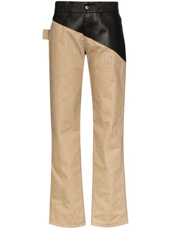 Bottega Veneta leather-panelled Cotton Trousers - Farfetch