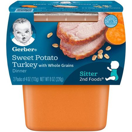 Gerber Sitter 2nd Foods Sweet Potato & Turkey With Whole Grains Baby Meals - 2ct/4oz Each : Target
