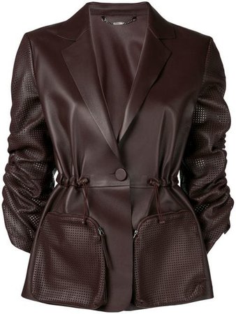 Fendi perforated ruched sleeve leather jacket $4,601 - Buy Online SS19 - Quick Shipping, Price