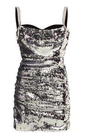 Crystal-Embellished Ruched Sequined Mini Dress By Dolce & Gabbana | Moda Operandi