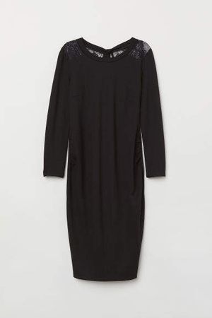 MAMA Dress with Lace - Black