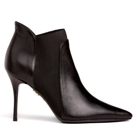 Abby Black Leather Work Evening Stiletto Pointy Pump | Beautiisoles by Robyn Shreiber Made In Italy | Wolf & Badger