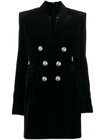 Black Balmain Structured Shoulders Blazer Dress | Farfetch.com