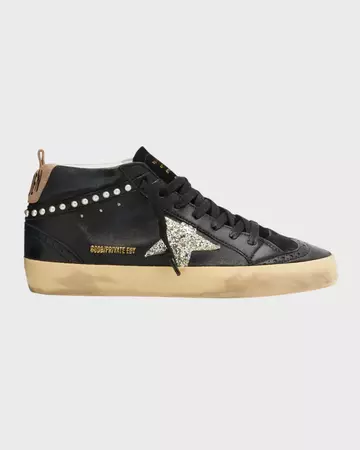 Golden Goose Mid Star Pearly Stud Wing-Tip Sneakers | Neiman Marcus