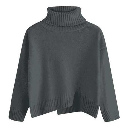 Slit Oversized Turtleneck Sweater