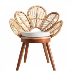 Wooden and Rattan Flower Shaped Chair For Sale at 1stdibs