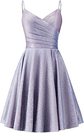 EVEHEARTY Sexy Spaghetti Strap Glitter Homecoming Dresses Short Pleated Prom Dress Formal Party Gowns for Women with Pockets at Amazon Women’s Clothing store