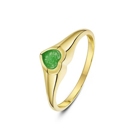 Women's 9 ct Yellow Gold, Heart Shape Jade Signet Ring - Ladie's Signet Ring at Elma UK Jewellery