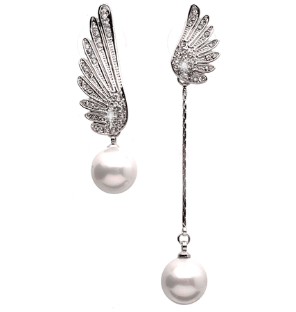 silver asymmetrical earrings wing - Google Search
