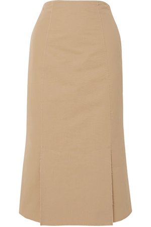 Brock Collection | Frayed cotton-poplin midi skirt | NET-A-PORTER.COM