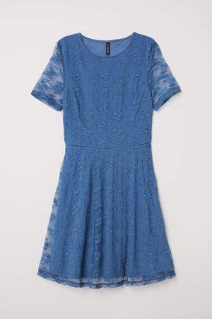 Short Lace Dress - Blue