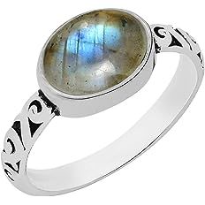 Amazon.com: 925 Silver Plated Labradorite Solitaire Ring, Ring For Women, Stone Ring For Women, Single Stone Ring For Women, Ring Size 6: Clothing, Shoes & Jewelry