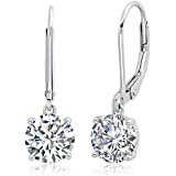 Amazon.com: Amazon Essentials Yellow Gold Plated Sterling Silver Round Cut Cubic Zirconia Leverback Earrings (7.5mm): Clothing