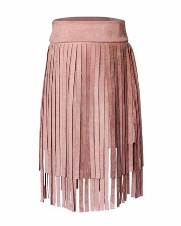 Fringe Suede Skirt - Dusty Pink