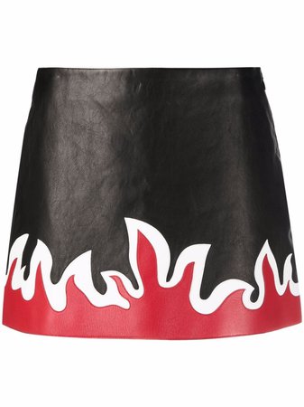 Miu Miu flame-print leather mini skirt - FARFETCH