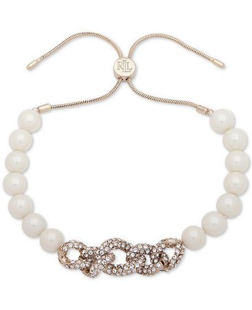 Lauren Ralph Lauren Beaded Crystal Link Slider Bracelet - Fashion Jewelry - Jewelry & Watches - Macy's