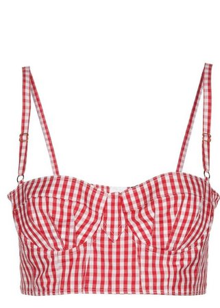 Red and White Plaid Cropped Corset
