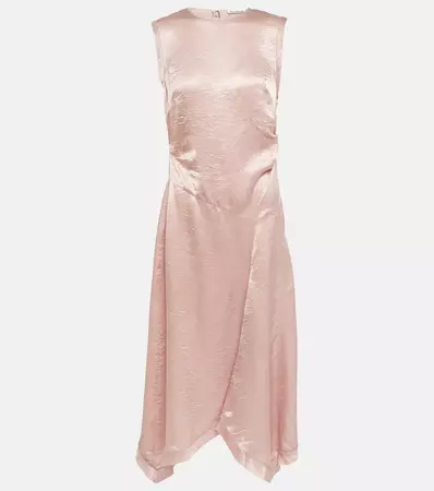 Asymmetric Satin Midi Dress in Pink - Acne Studios | Mytheresa