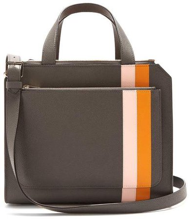 Passepartout Medium Striped Leather Bag - Womens - Grey Multi