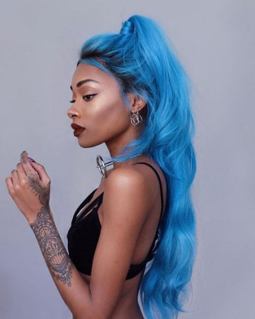 blue wig lace front