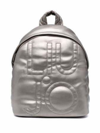 LIU JO quilted-logo metallic-effect backpack - FARFETCH