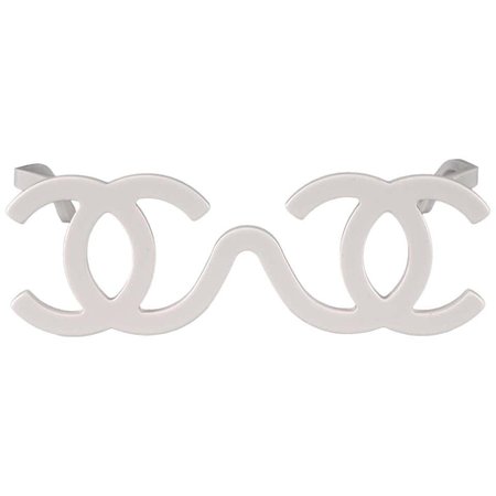 1994 CHANEL White CC Logo Futuristic Sunglasses For Sale at 1stdibs