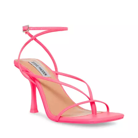 ANNIE Pink Neon Strappy Heel | Women's Square Toe Heel – Steve Madden