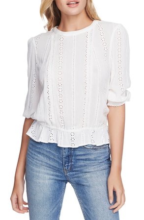 1.STATE Lace Inset Crinkle Gauze Blouse | Nordstrom