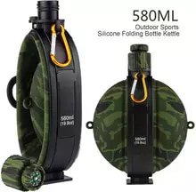 Collapsible Military Water Bottle Hiking Accessories Silicone Water Kettle Canteen with Compass Bottle Cap for Tourism Camping|Sports Bottles| - AliExpress