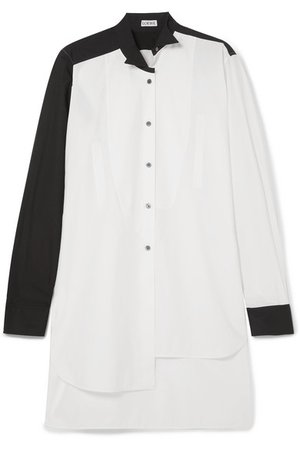 Loewe | Asymmetric two-tone cotton-poplin shirt | NET-A-PORTER.COM