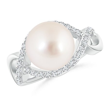 South Sea Pearl Infinity Ring with Diamonds