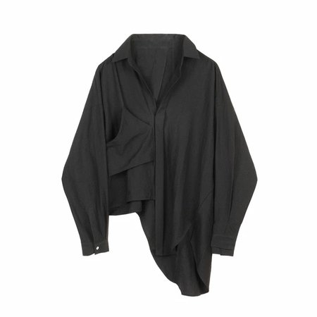 Sharezz Spring Summer 2020 New Design Shirt Woman Asymmetry Long Sleeve Loose Fit Laper Blouse