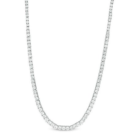 Lab-Created White Sapphire Tennis Necklace in Sterling Silver - 17" | Zales