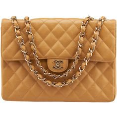 Chanel Jumbo Tan Caviar Quilted Leather Tote