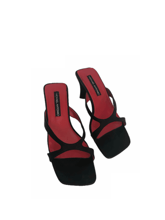 red black strappy heel sandals y2k
