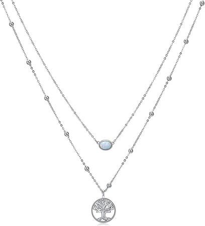Amazon.com: MONGAS Lotus Flower Necklace Sterling Silver Moonstone Yoga Lotus Layered Necklaces Christmas Jewelry Gifts for Women: Clothing, Shoes & Jewelry